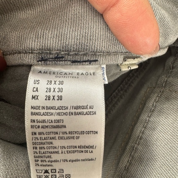 American Eagle Gray Slim Distressed Denim Jean 29x34 Grunge Goth Punk Streetwear - Picture 9 of 13